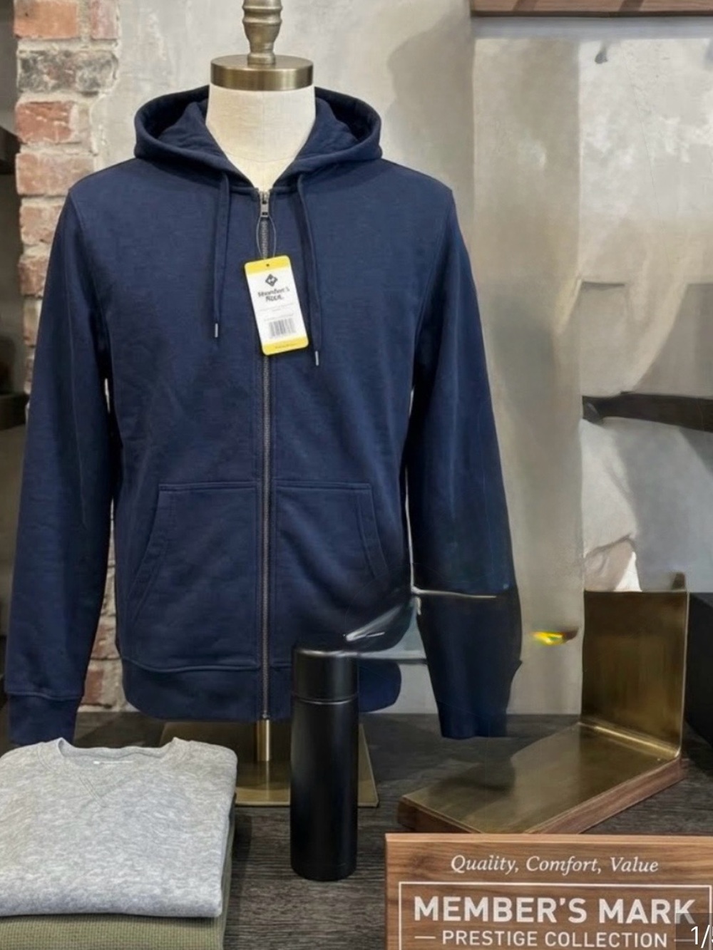 Member's Mark Luxe Full Zip Hoodie Navy Blue Stretch Jacket Men's XL NWT